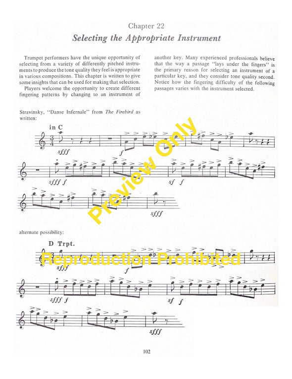 The Trumpeter's Handbook, A Comprehensive Guide to Playing and Teaching the Trumpet. by Roger Sherman. Page 102