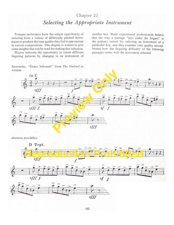 The Trumpeter's Handbook, A Comprehensive Guide to Playing and Teaching the Trumpet. by Roger Sherman. Page 102