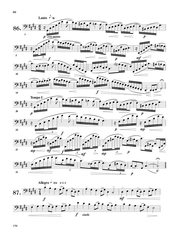 Page 66, exercise 86 of Advanced Musical Etudes based on Blazhevich's School for Clefs for Trombone by Reginald Fink